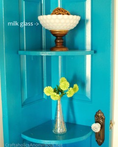 corner shelf made from a door
